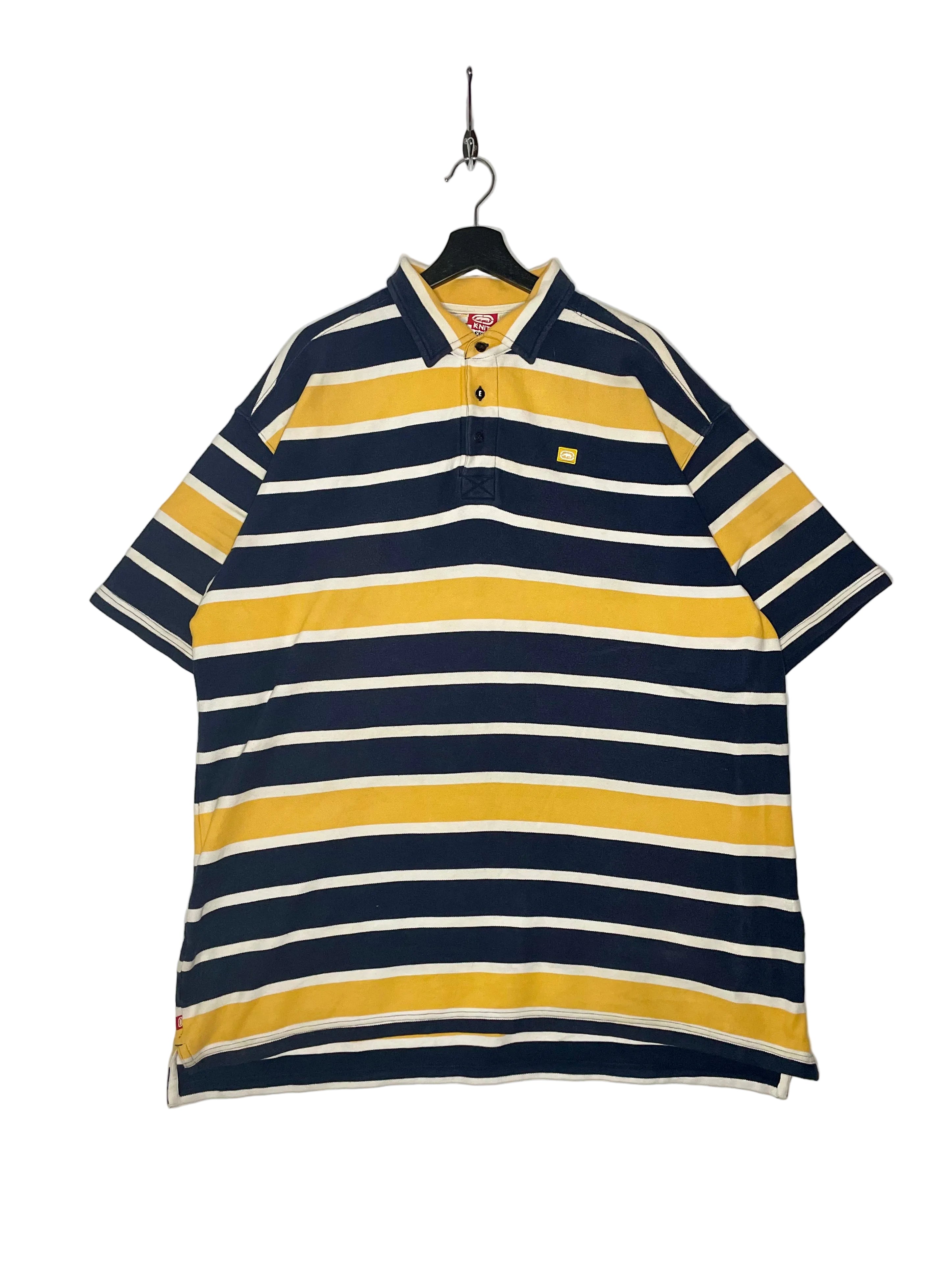 Ecko Unltd Vintage Poloshirt Gelb/Blau gestreift Größe XXL