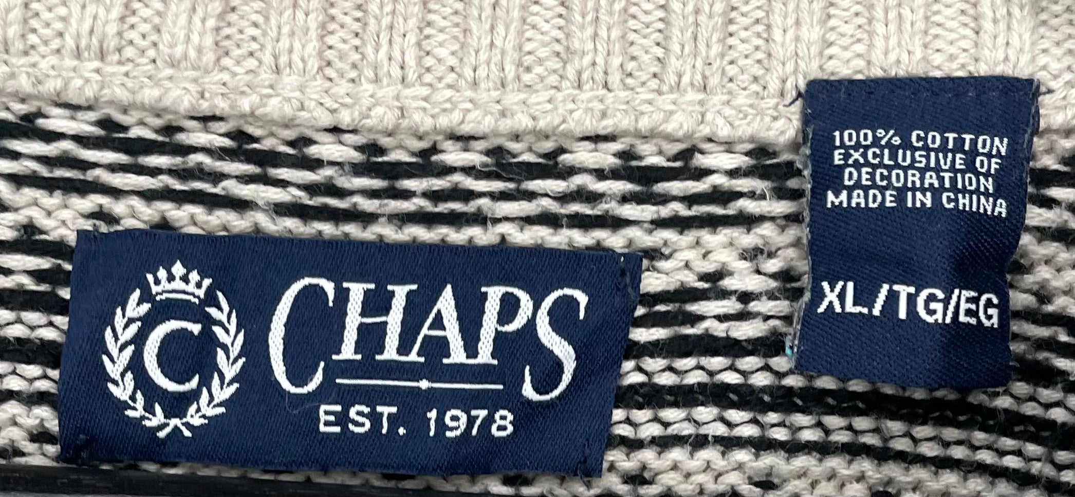 Chaps Vintage Q-Zip Knit Pullover Grau/Schwarz Größe XL