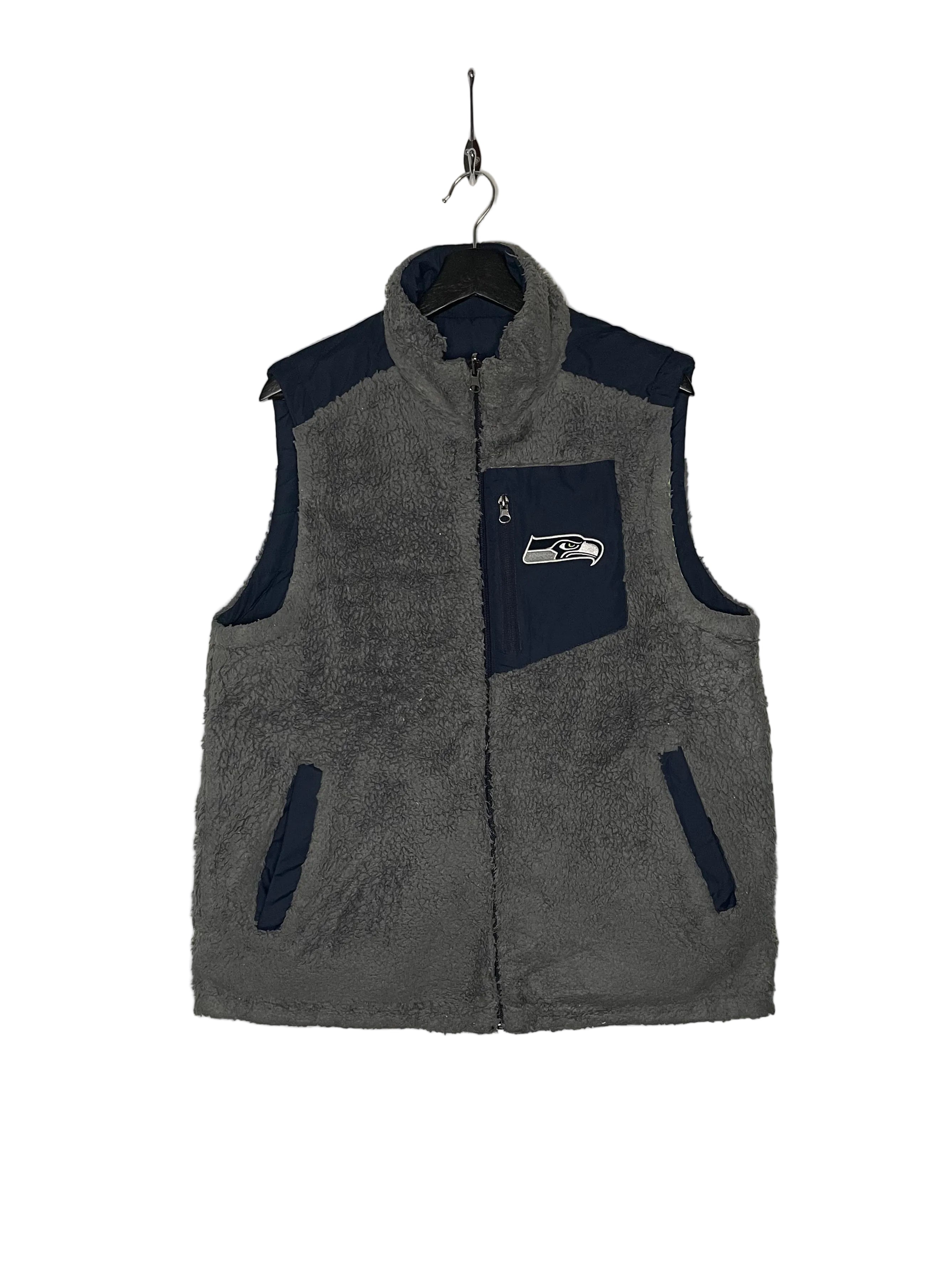 Seattle Seahawks Reversible NFL Fleece Weste Grau/Blau Größe M