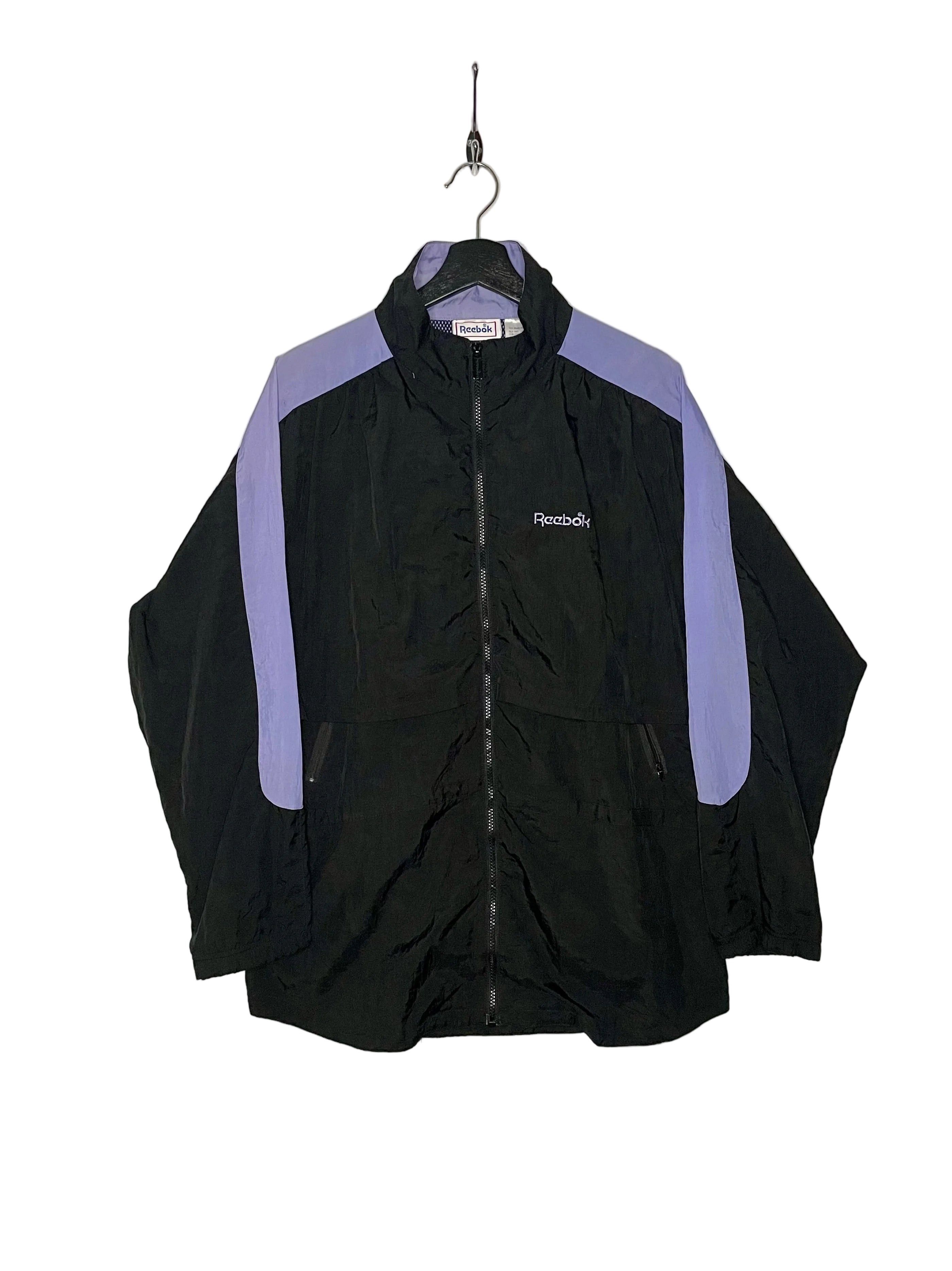 Reebok Vintage Windbreaker Jacke Schwarz/Flieder Größe M