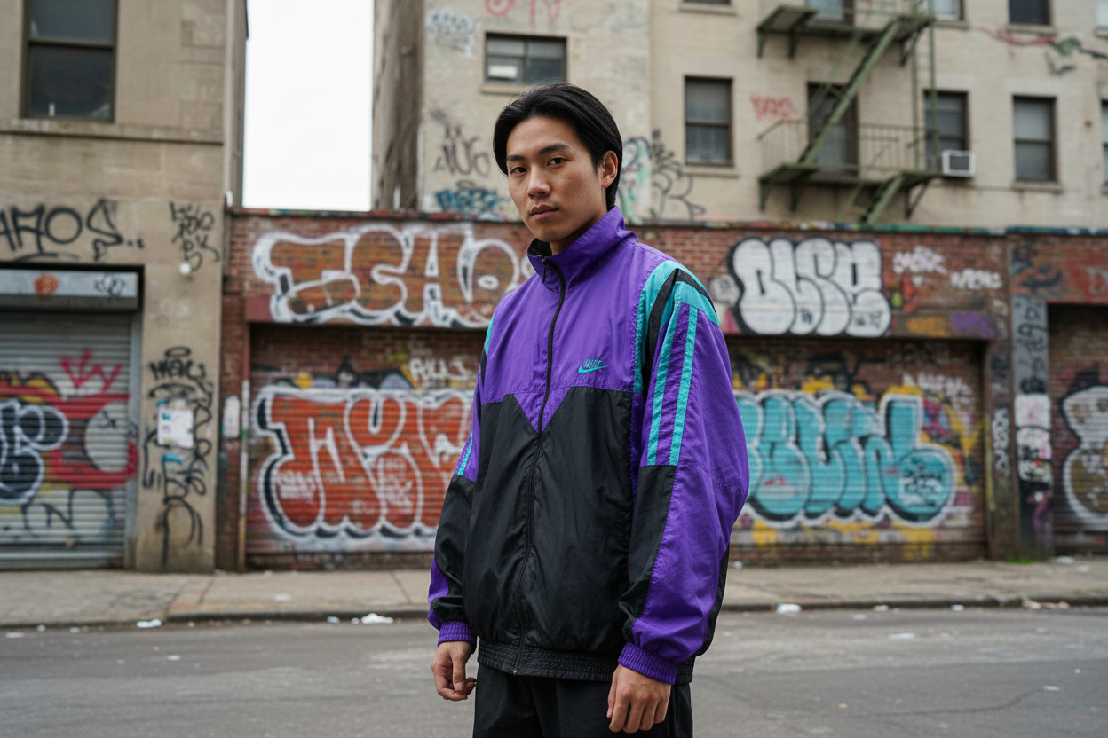 Nike Vintage Trainingsjacke Lila/Schwarz Größe L