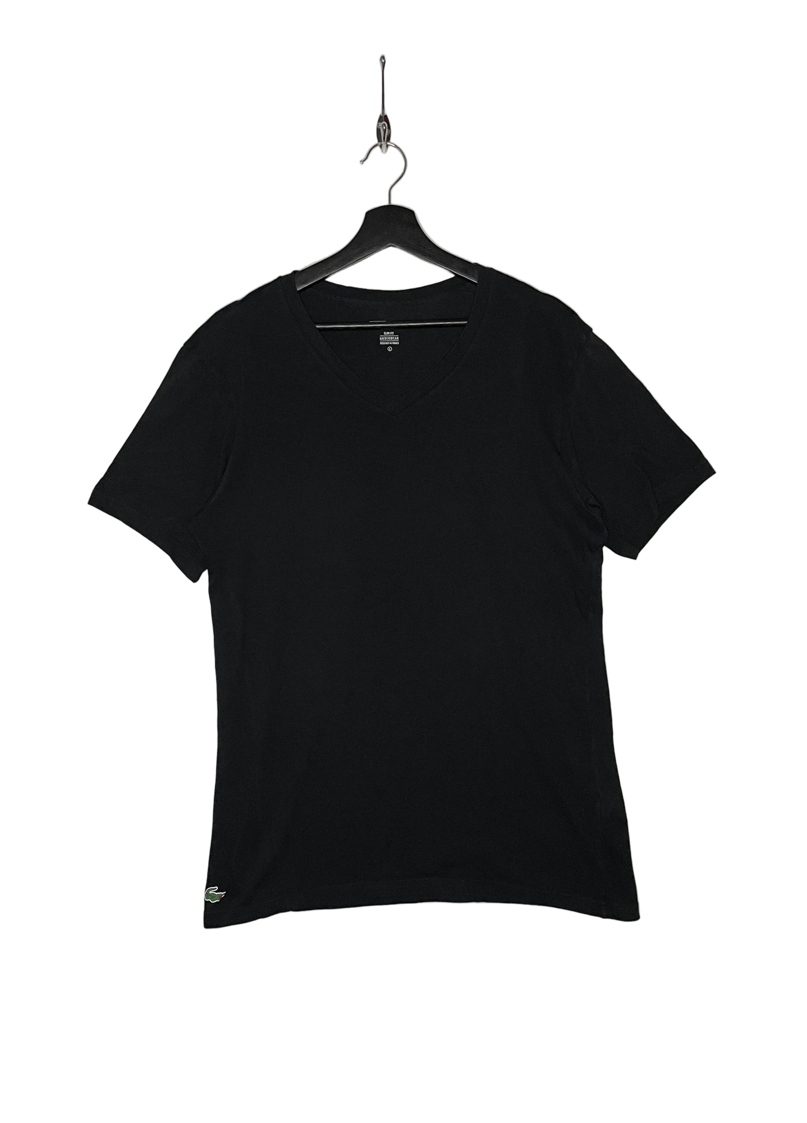 Lacoste V-Neck T-Shirt Schwarz Größe L