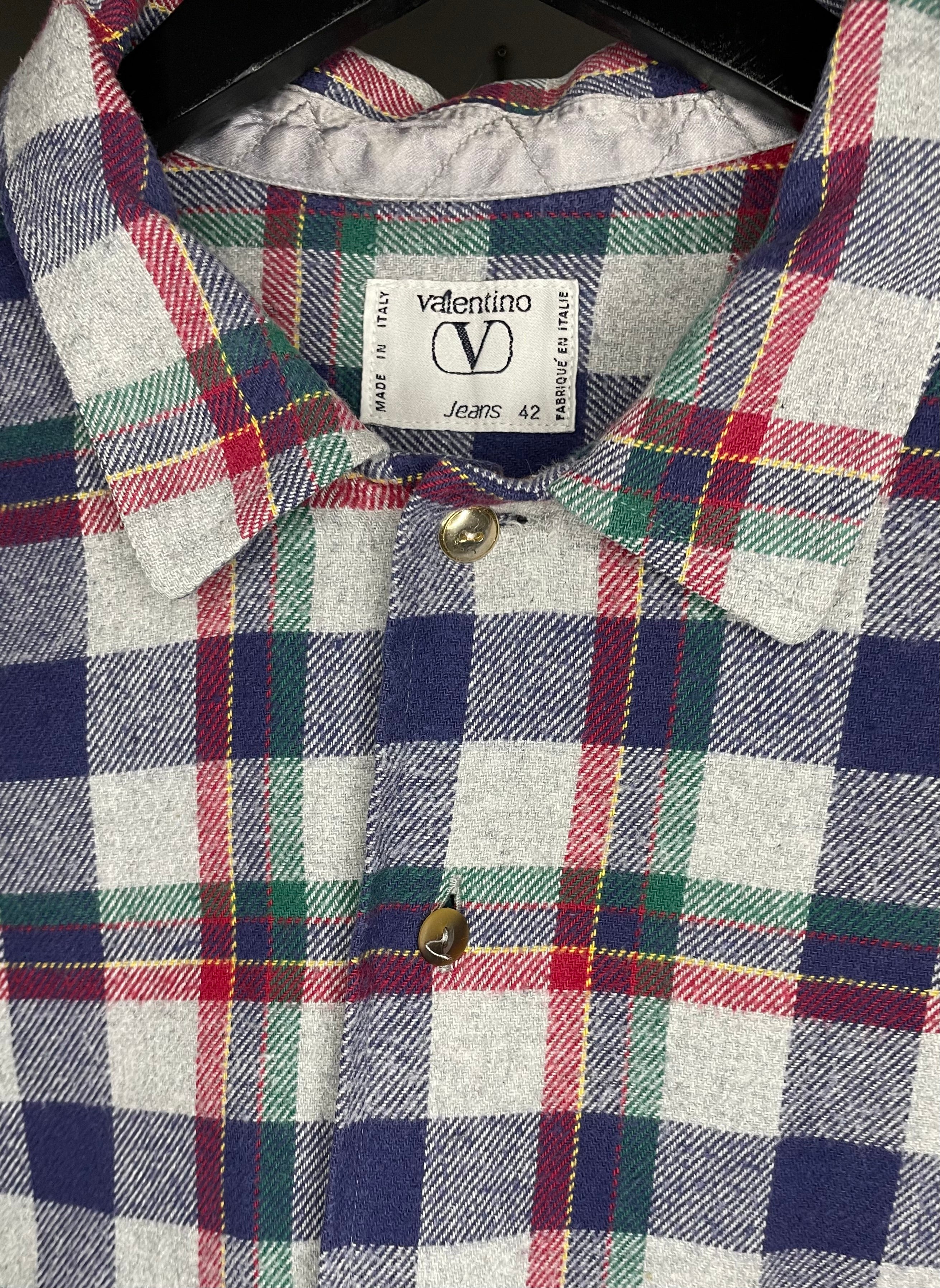 Camisa de franela Valentino a cuadros de colores talla L 