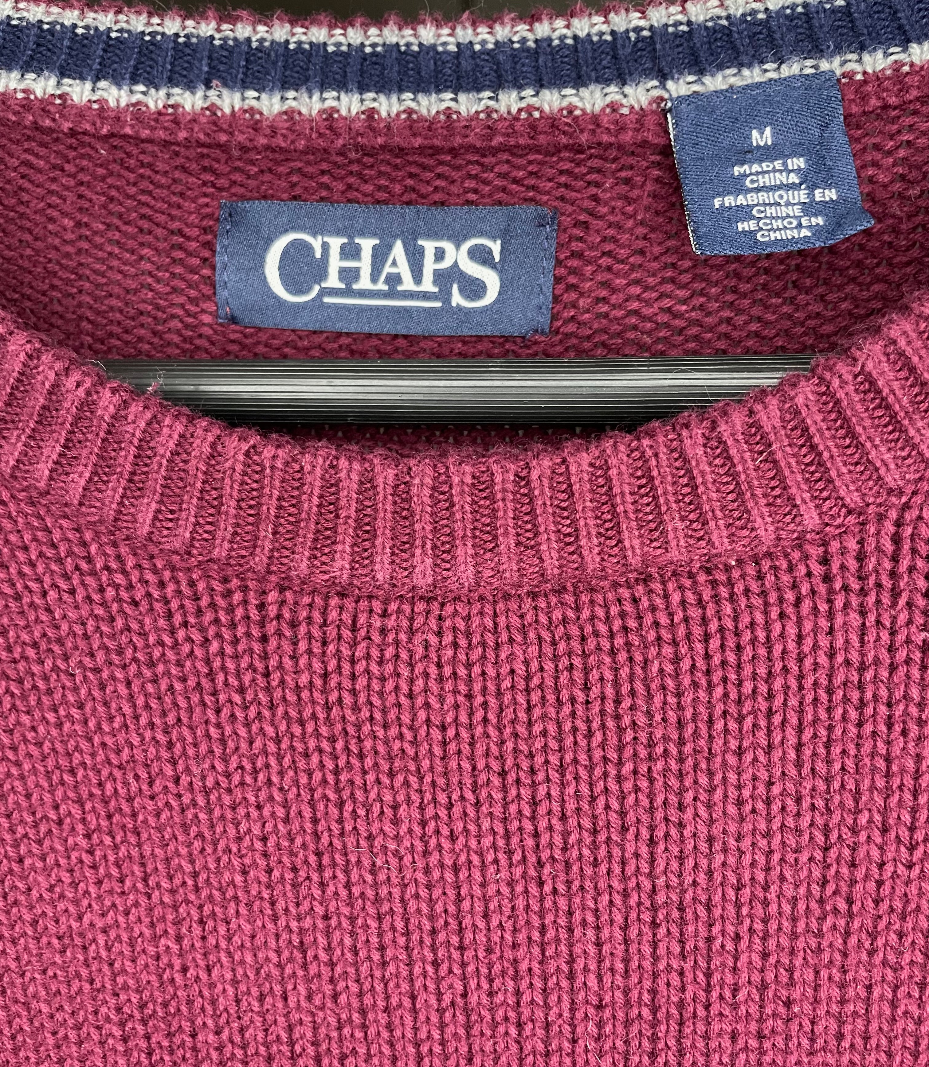 Chaps Vintage Sweater Wine Red Size M 