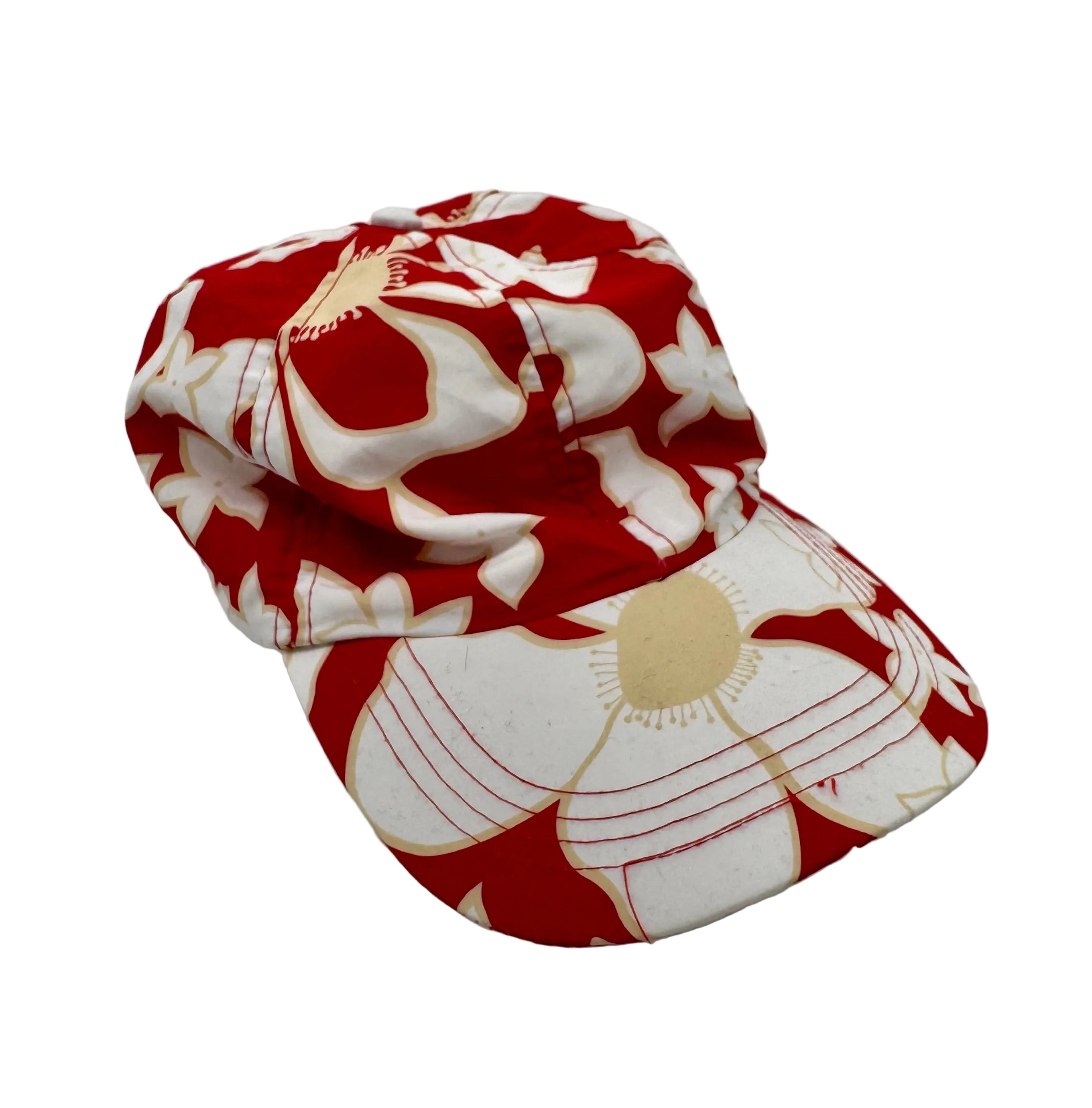 Vintage Strapback Blumenmuster Rot/Weiß One Size