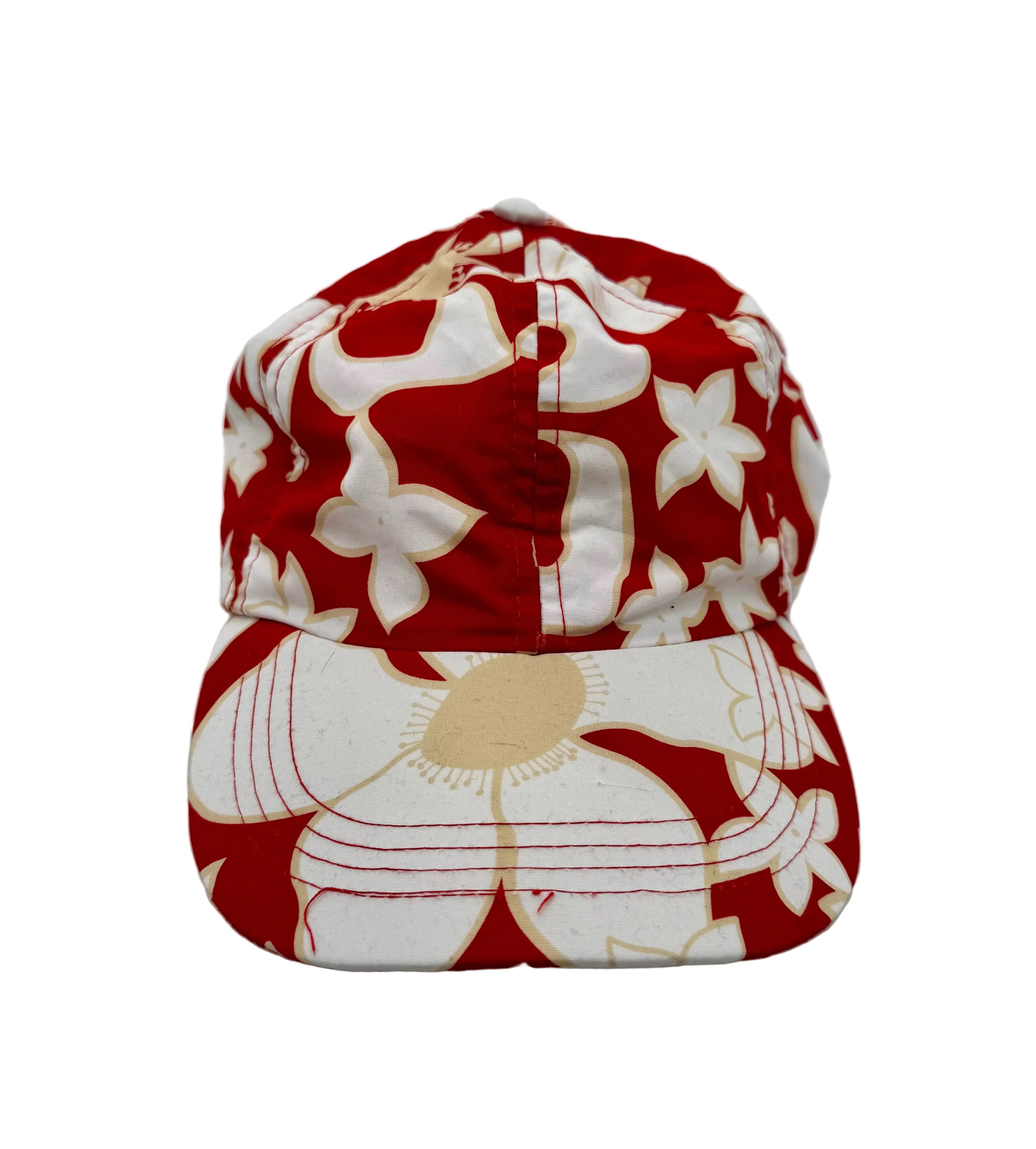 Vintage Strapback Blumenmuster Rot/Weiß One Size