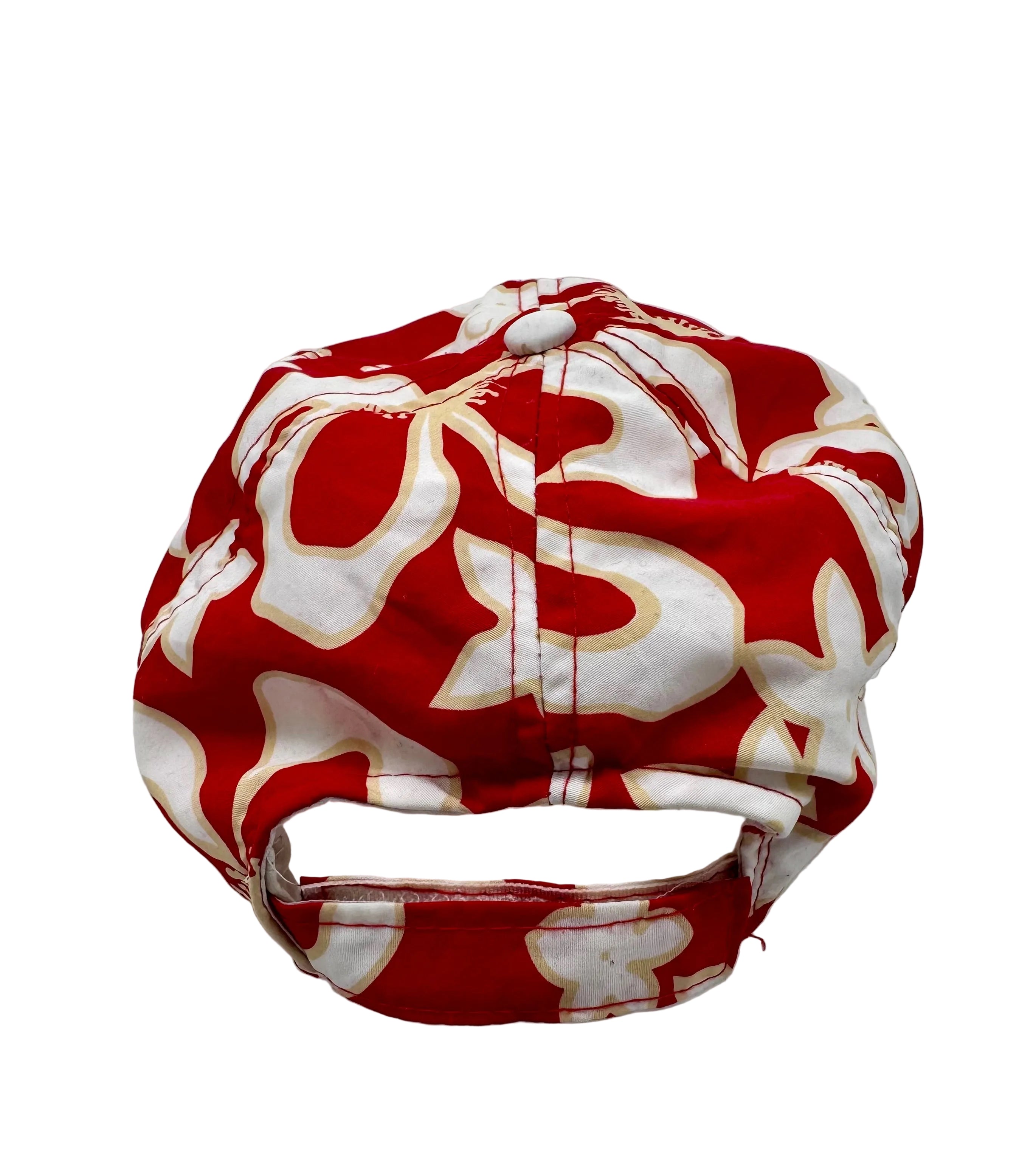 Vintage Strapback Blumenmuster Rot/Weiß One Size
