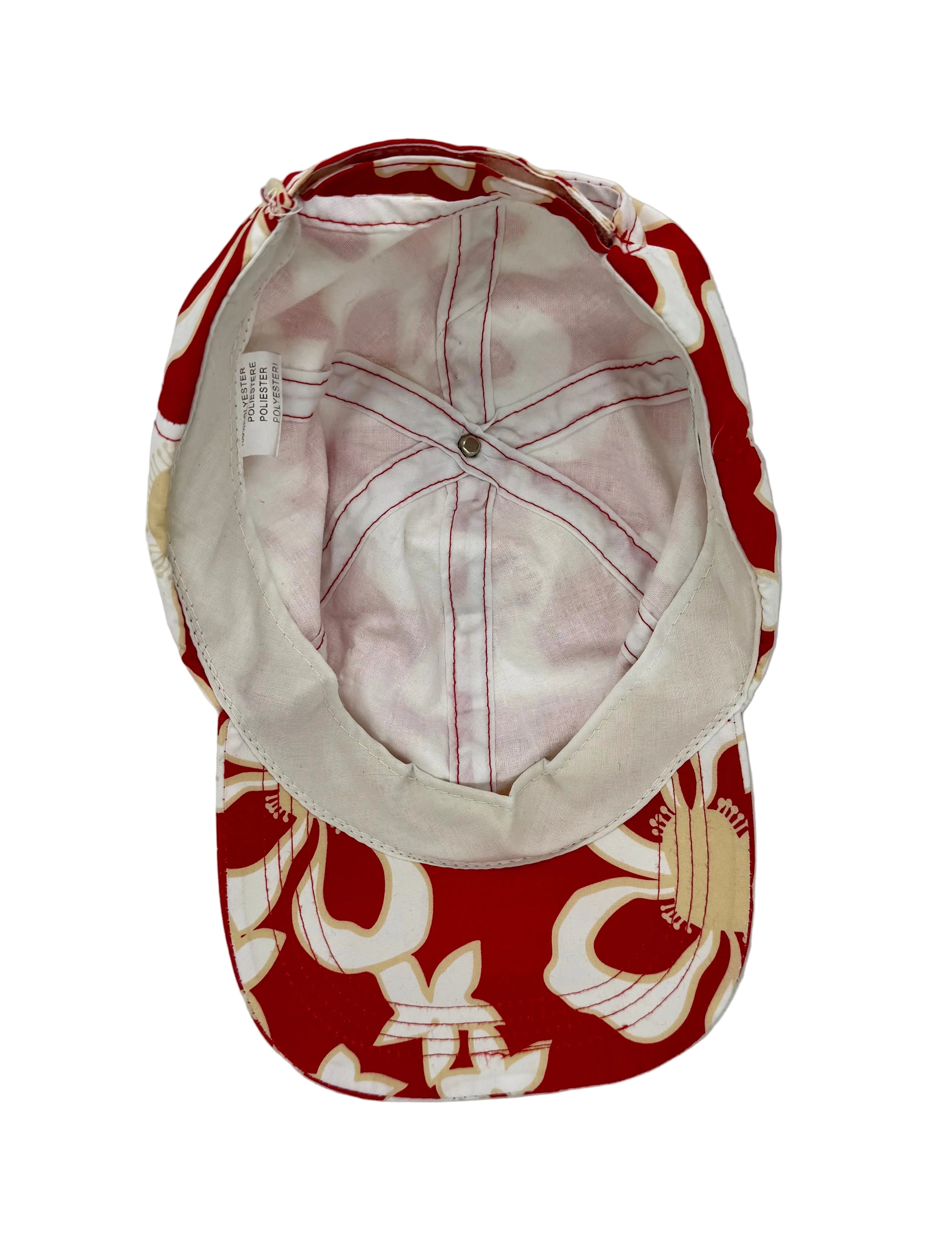 Vintage Strapback Blumenmuster Rot/Weiß One Size