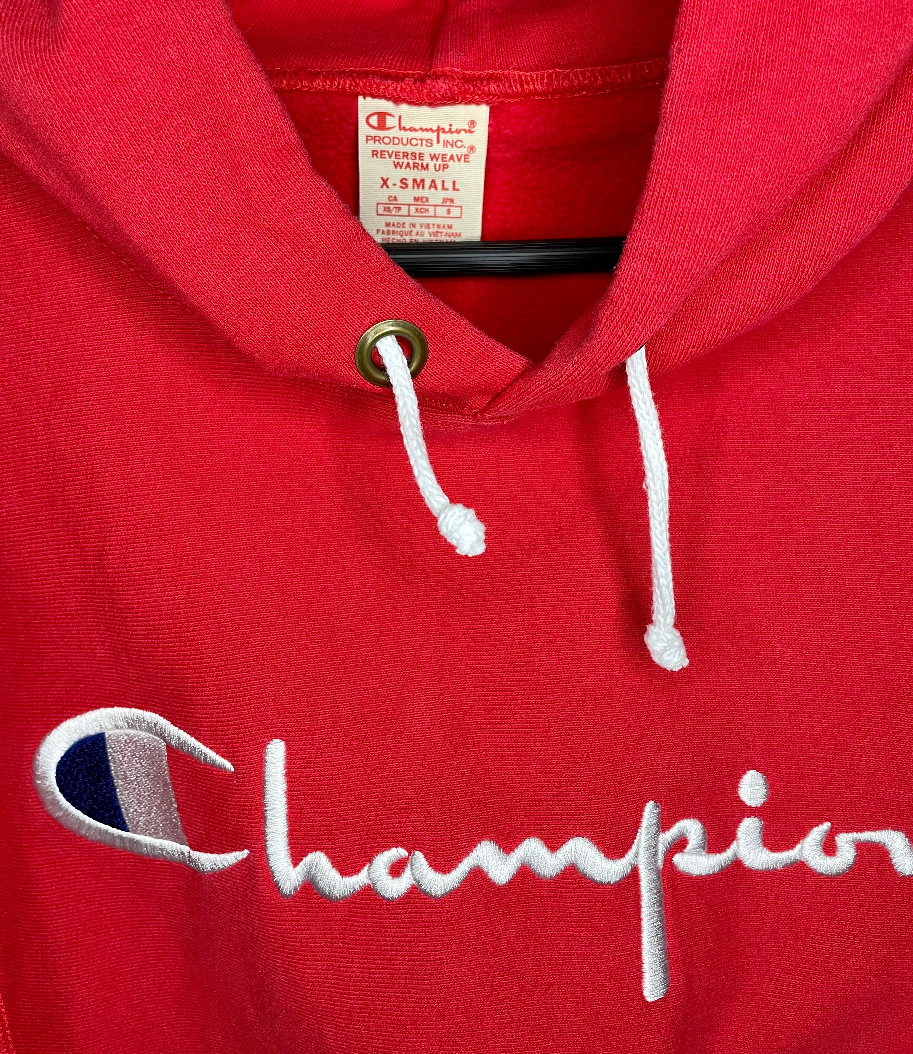 Champion Hoodie Embroidered Red Size XS