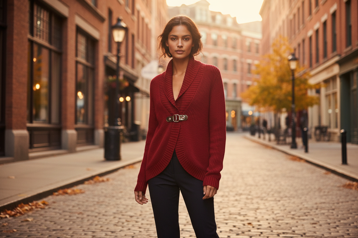 Ralph Lauren Vintage Strick-Cardigan Rot Größe L