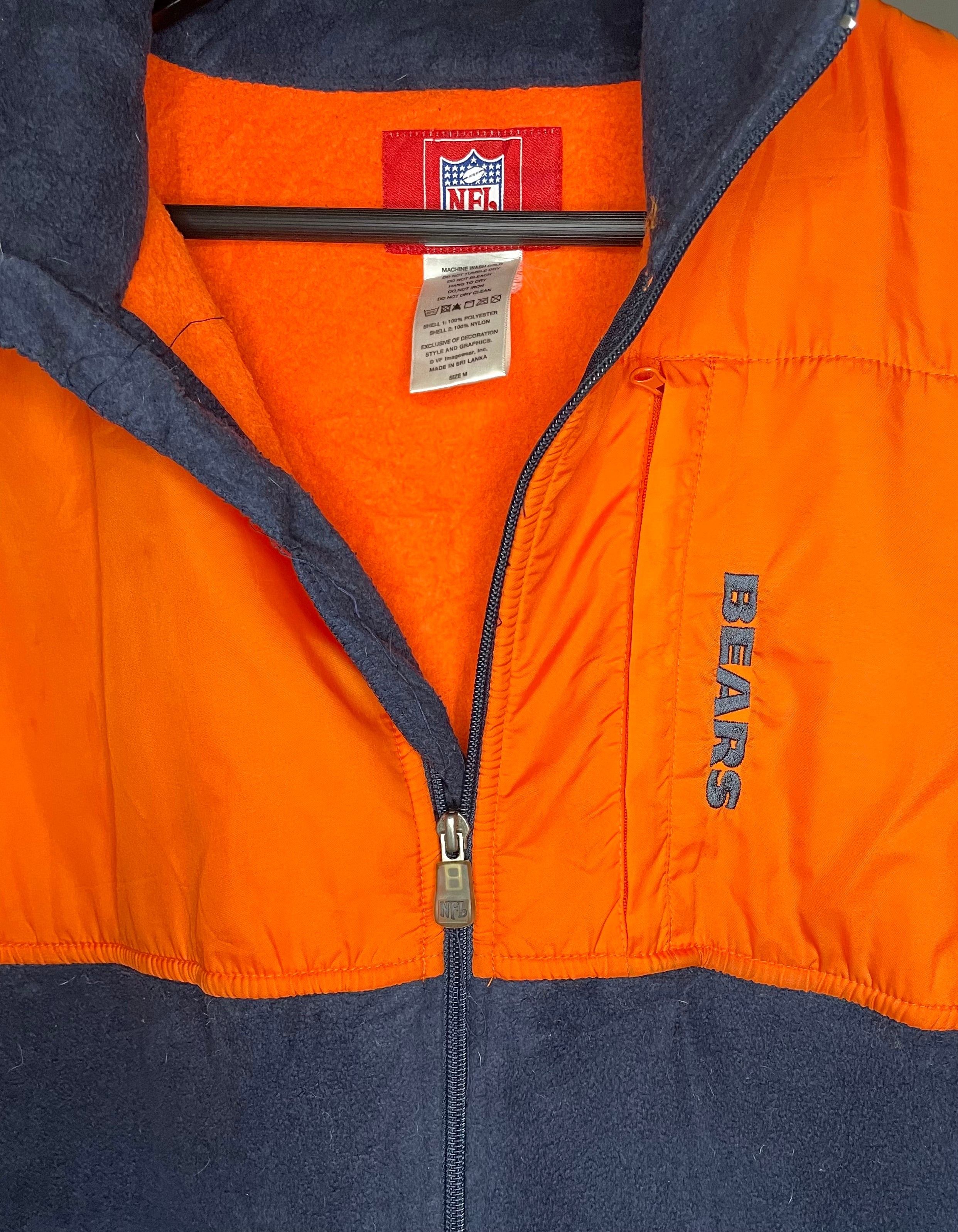 NFL Fleece Jacket Chicago Bears Orange/Blue Size M 