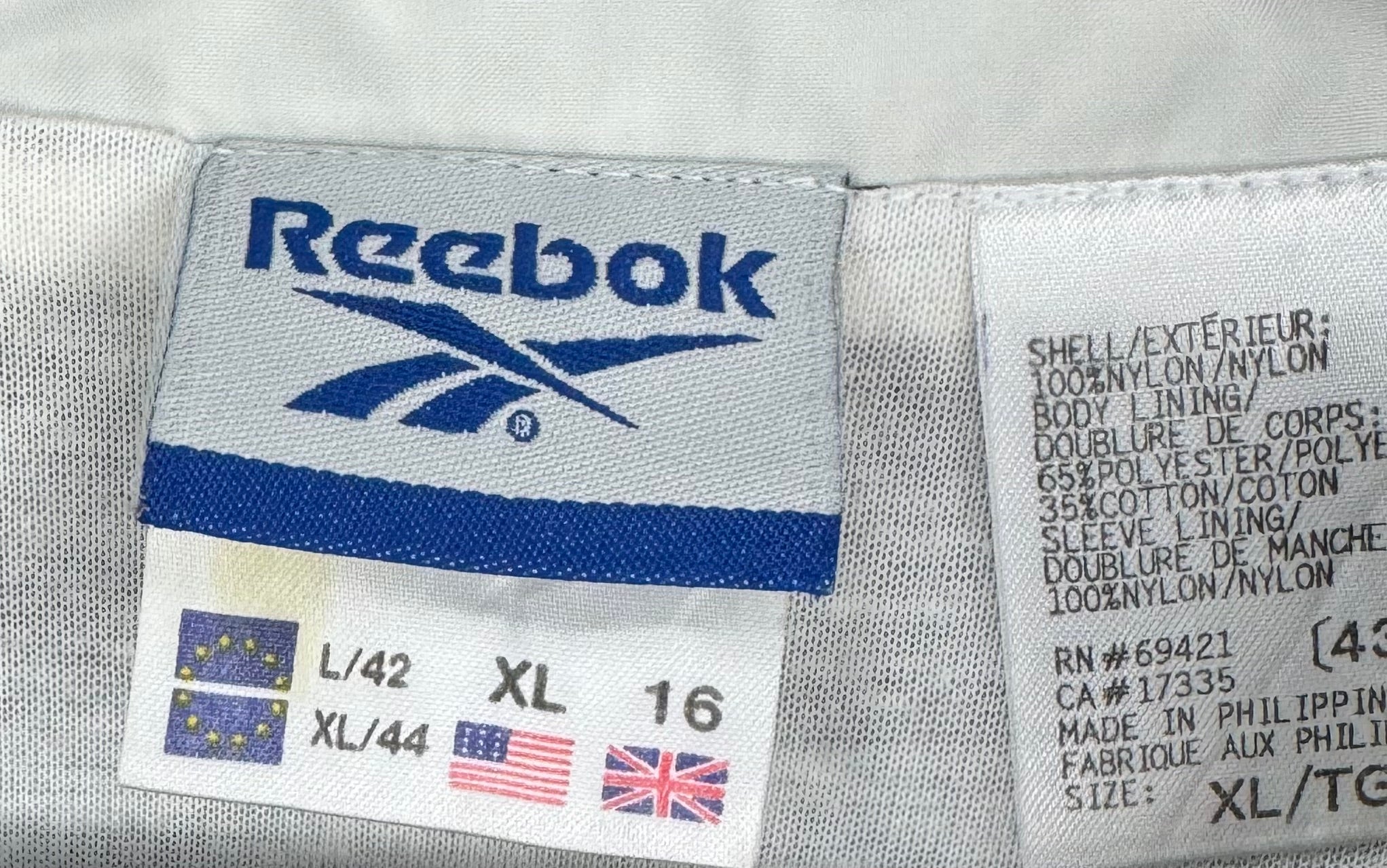 Reebok Vintage Trainingsjacke Blau/Weiß Größe XL