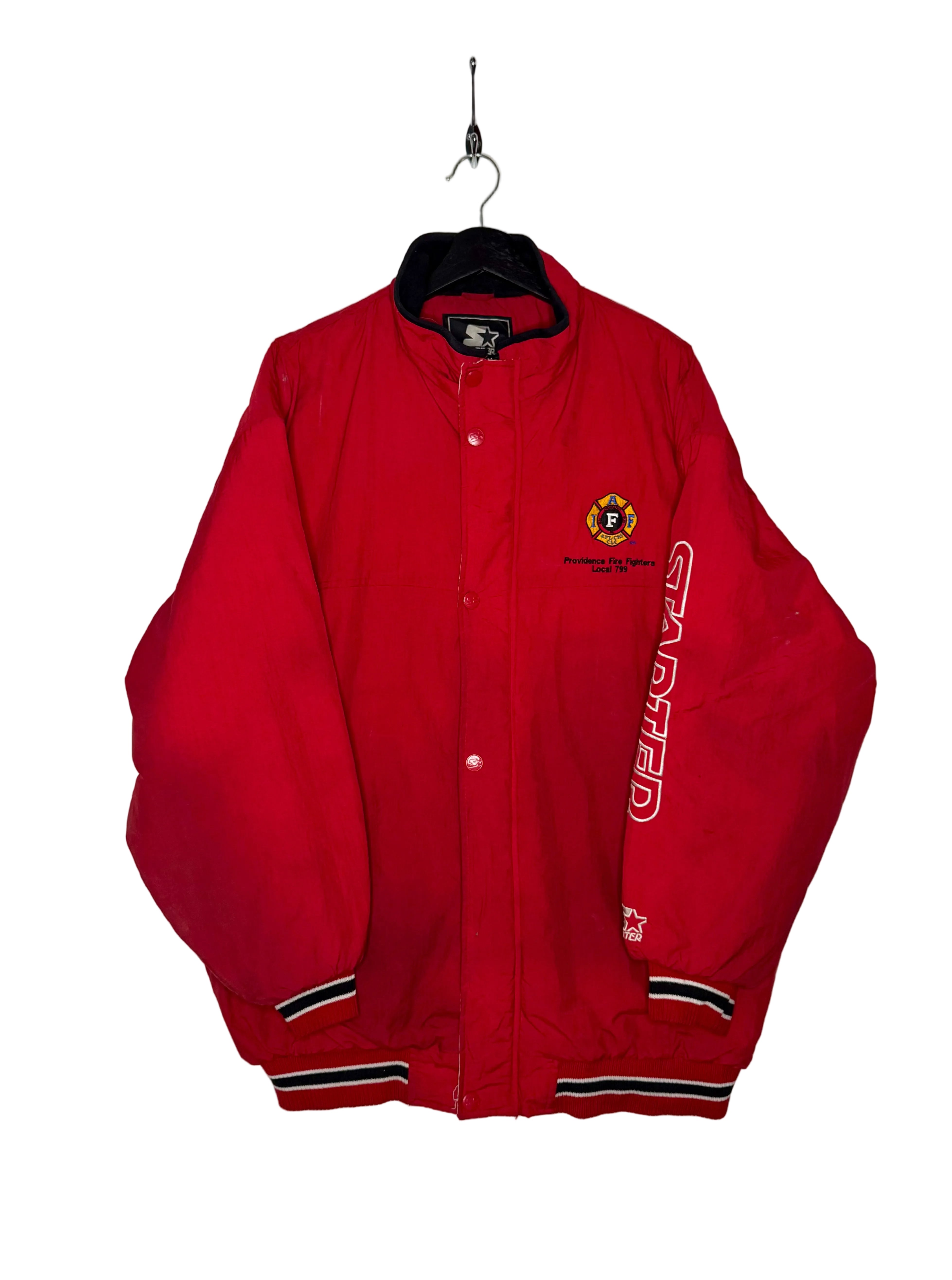 Starter Vintage Winterjacke Providence Fire Fighters Rot Größe XL