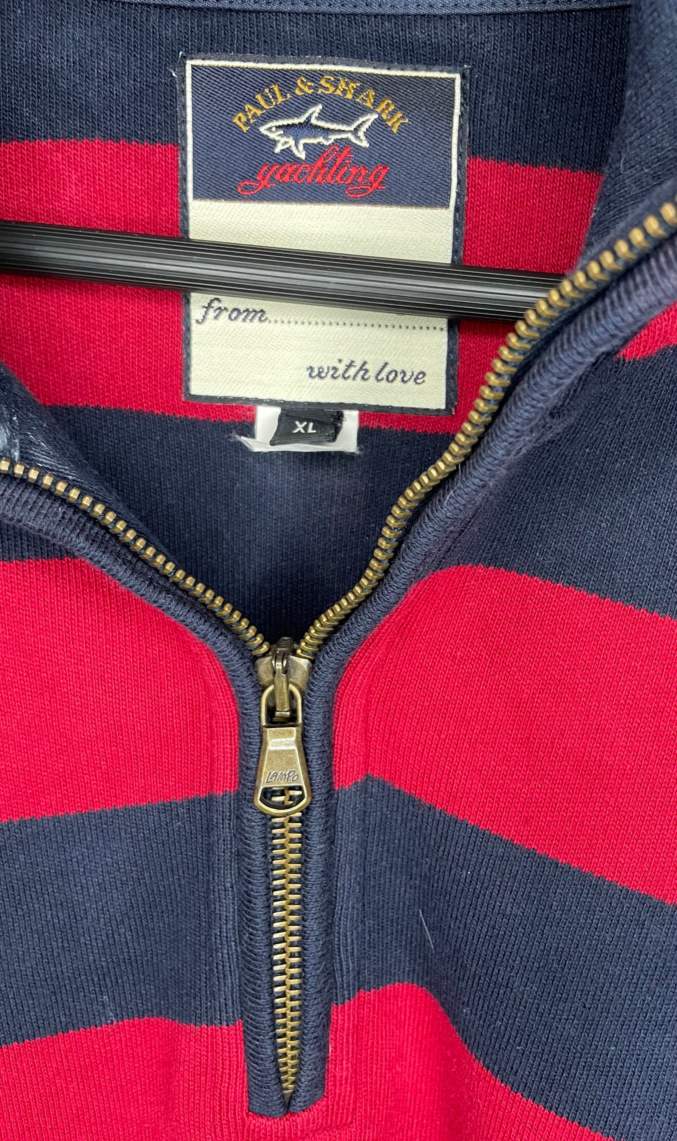 Paul & Shark Vintage Q-Zip Sweater Rot/Blau Größe XL