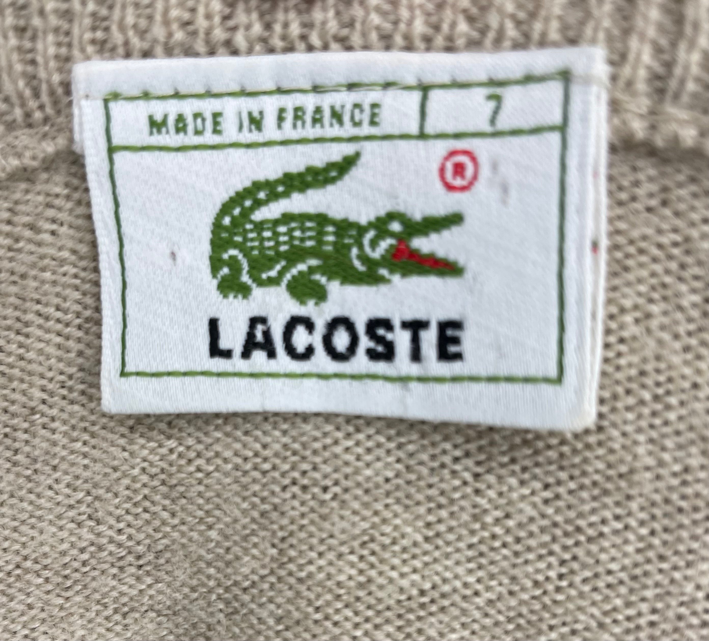 Lacoste V-Neck Sweater Beige Size L 