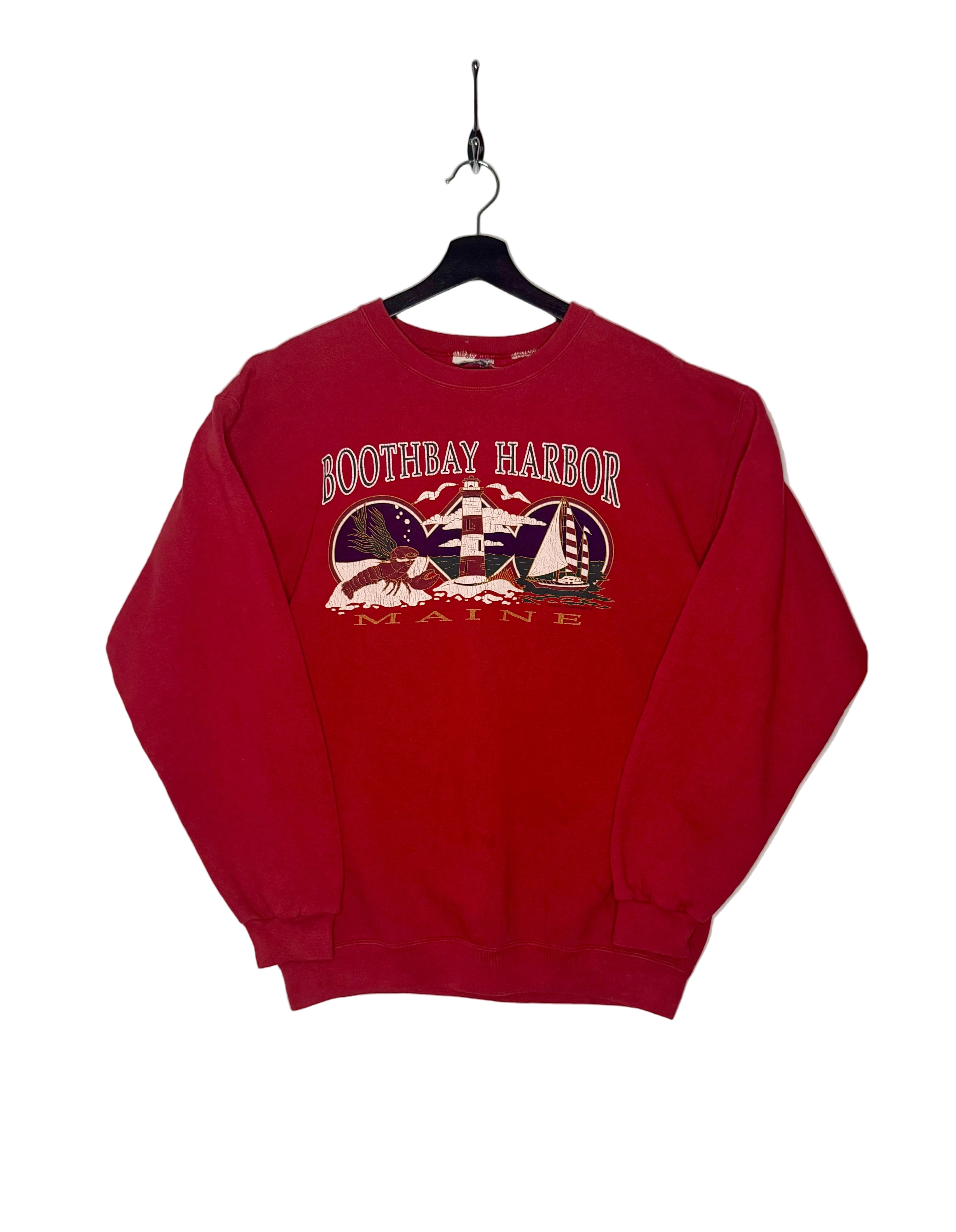 Vintage Boothbay Harbor Maine Crewneck Sweater Rot Größe M