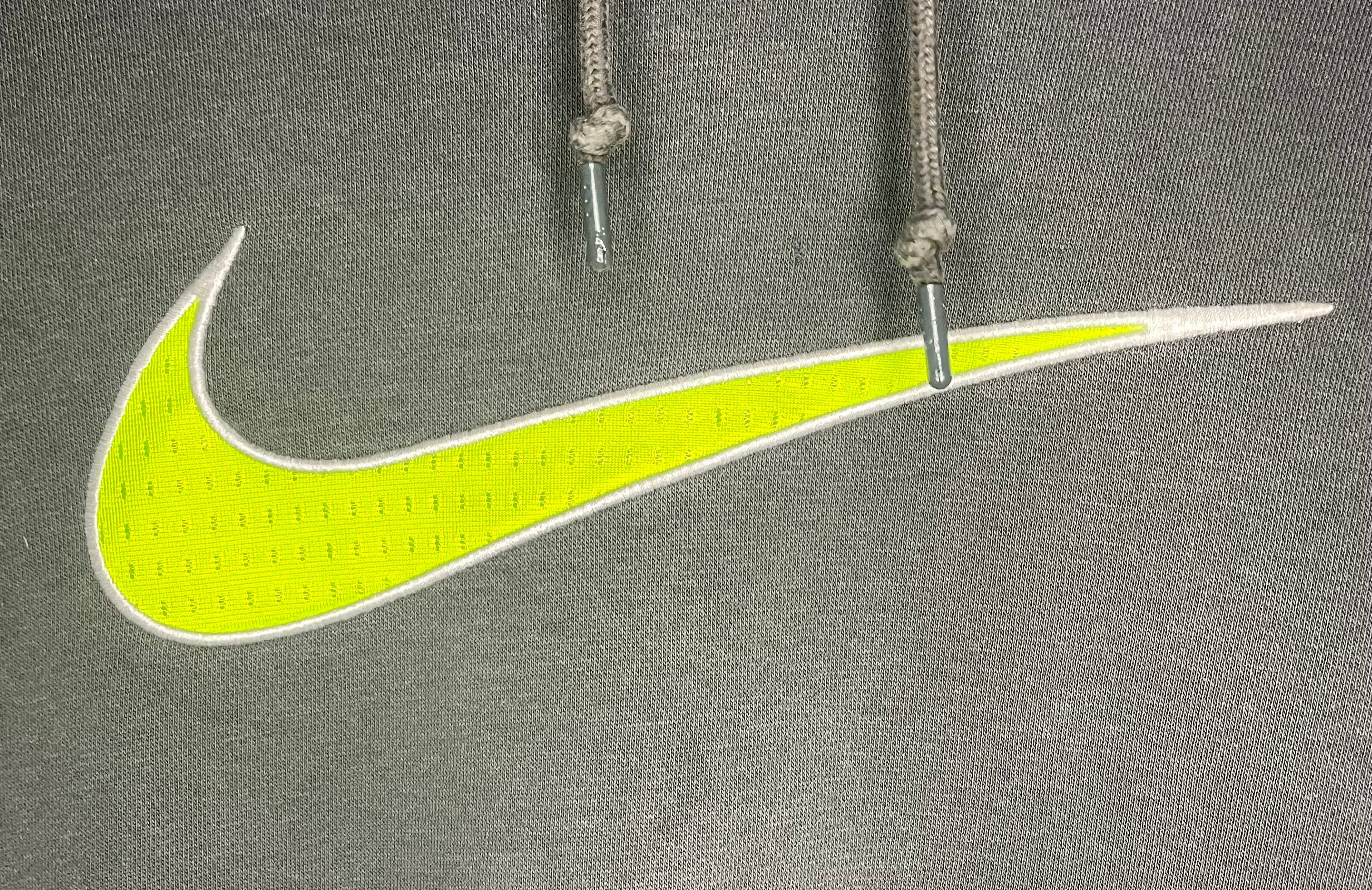 Nike Hoodie Embroidered Grey/Neon Green Size XL